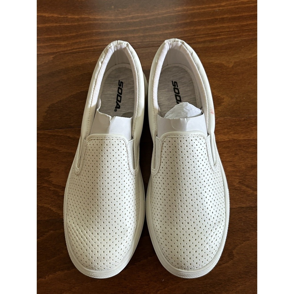 Soda Flat Women Shoes Slip On Loafers Casual Sneakers Memory‎ Foam White 8.5 NEW - Picture 3 of 4